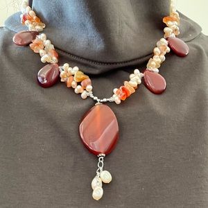 Rice river Pearl and quartz necklace